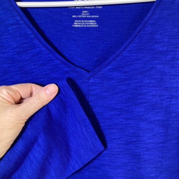 Womens Chicos The Ultimate V Neck 3/4 Sleeve Tee Shirt Blue M Cotton Modal - Picture 3 of 7
